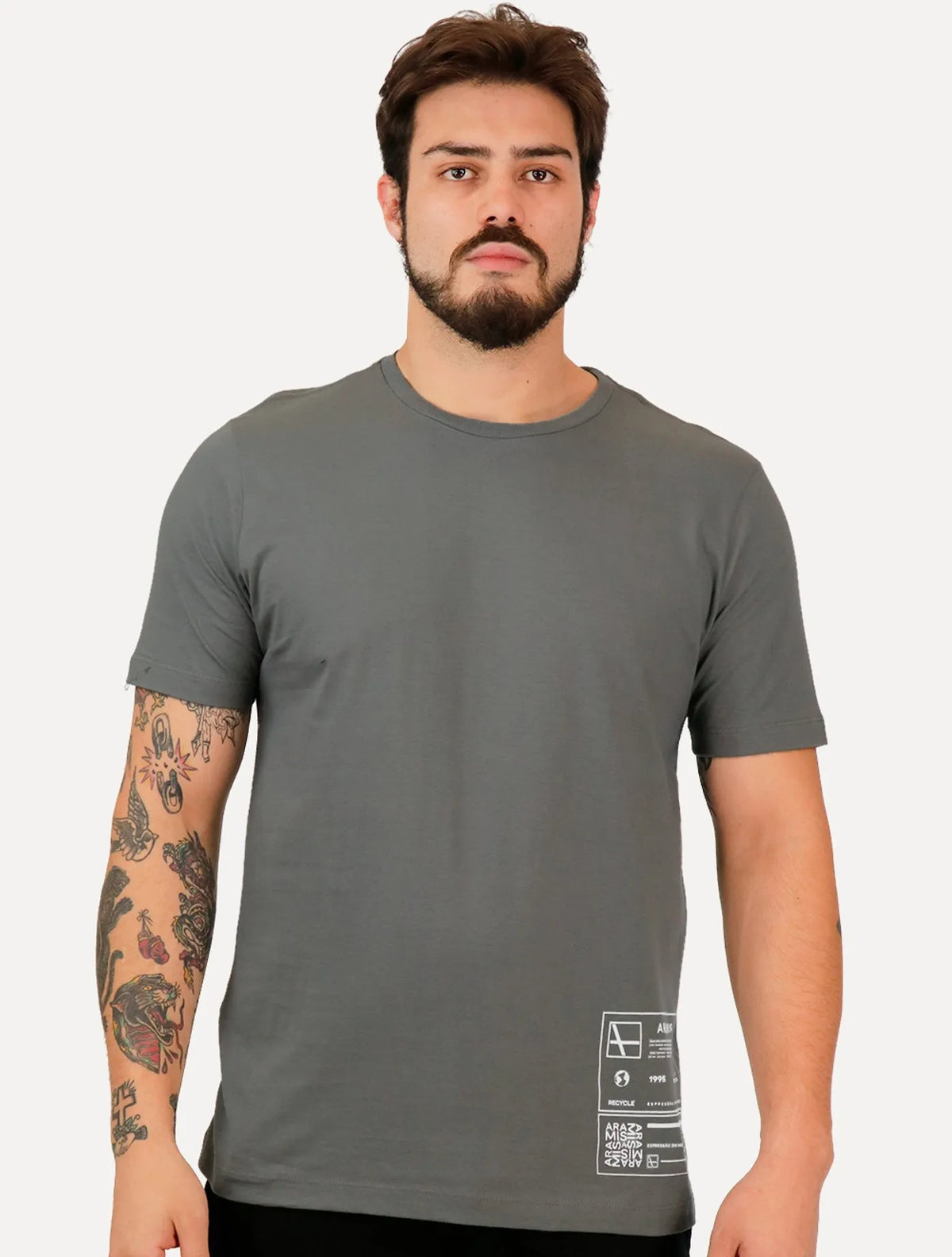 Camiseta Aramis Masculina Regular Recycle Expression Cinza