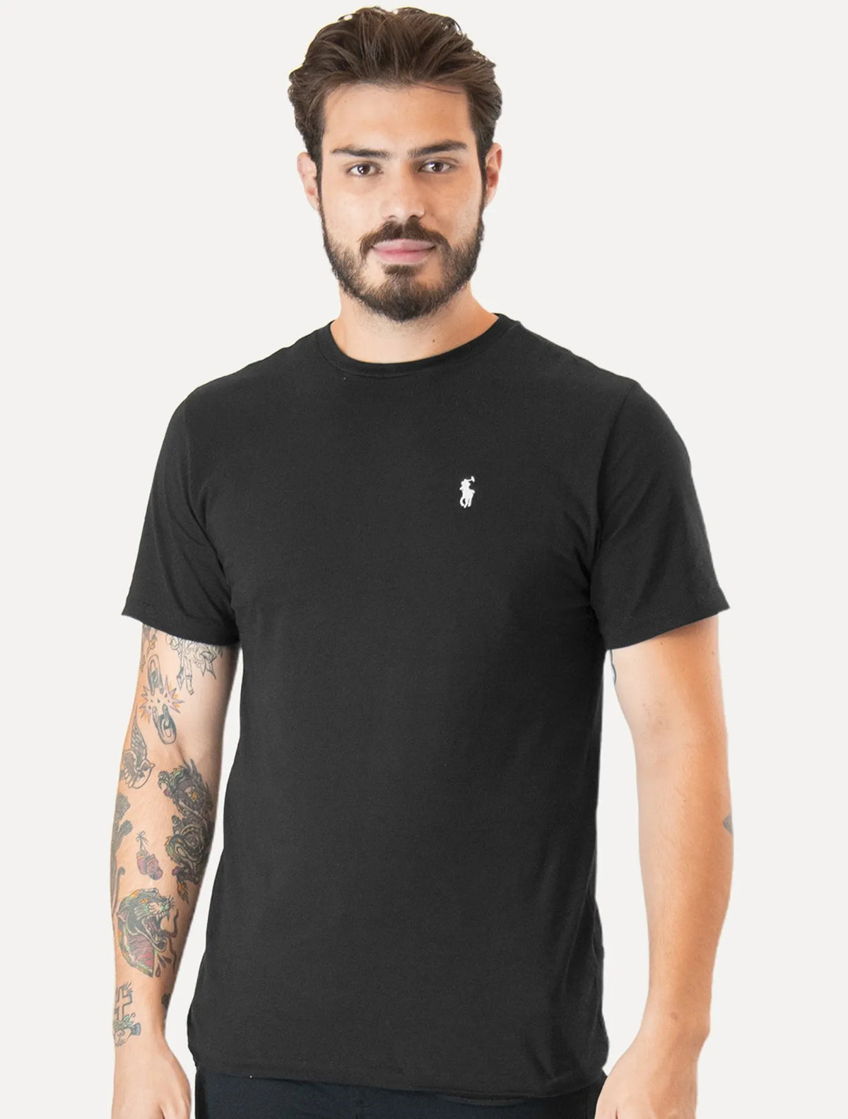 Camiseta Ralph Lauren Masculina Custom Slim Fit Grey Icon Preta