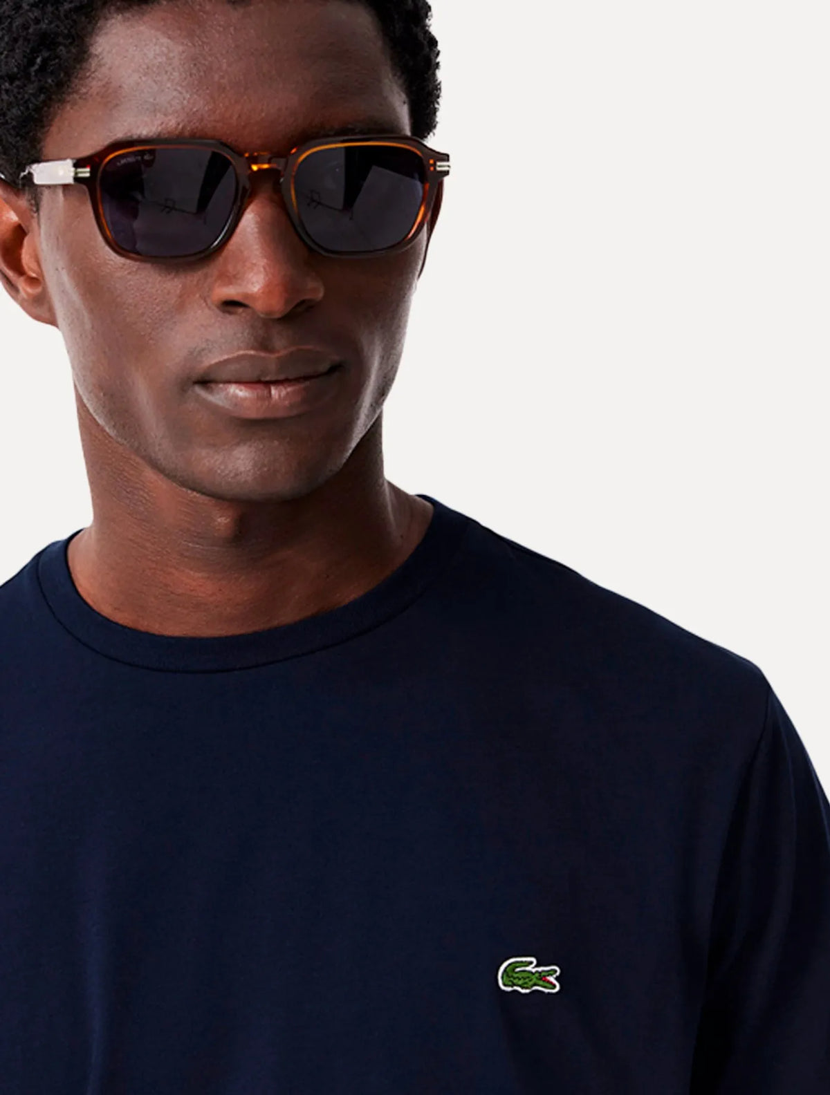 Camiseta Lacoste Masculina Jérsei Algodão Pima Azul Marinho