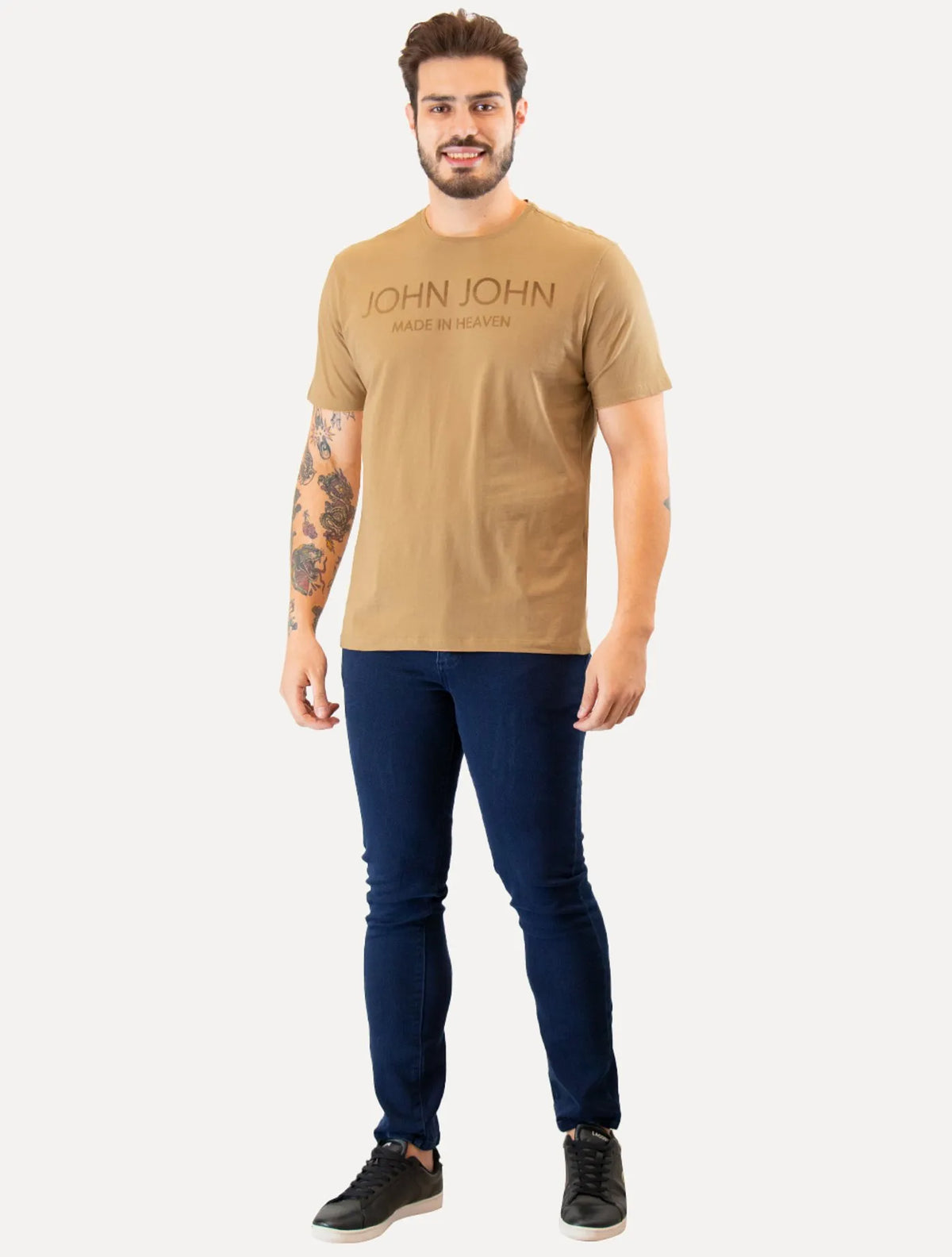 Camiseta John John Masculina Slim Grade Logo Cáqui