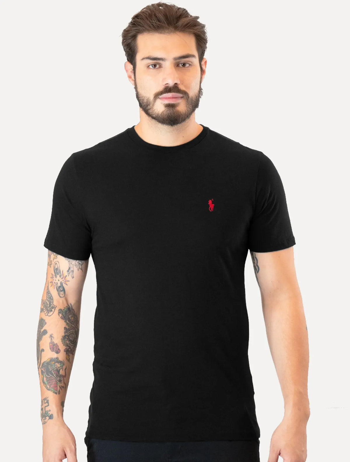 Camiseta Ralph Lauren Masculina Custom Slim Fit Preta